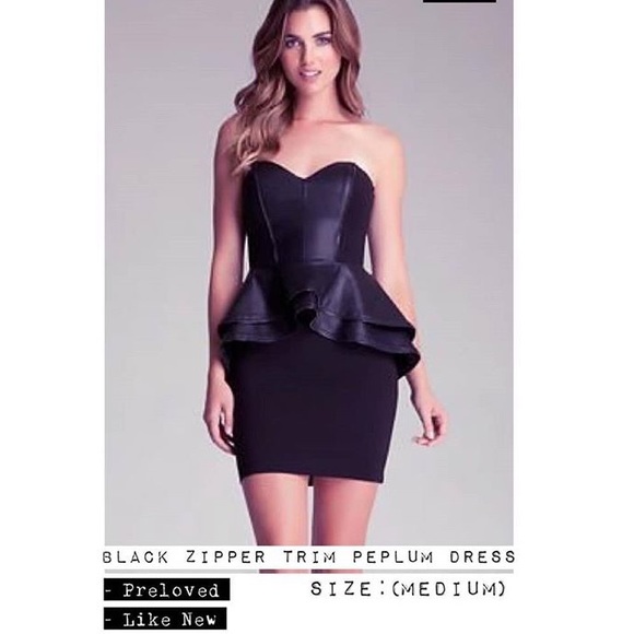 BEBE - ZIPPER TRIM PEPLUM DRESS - Picture 3 of 8